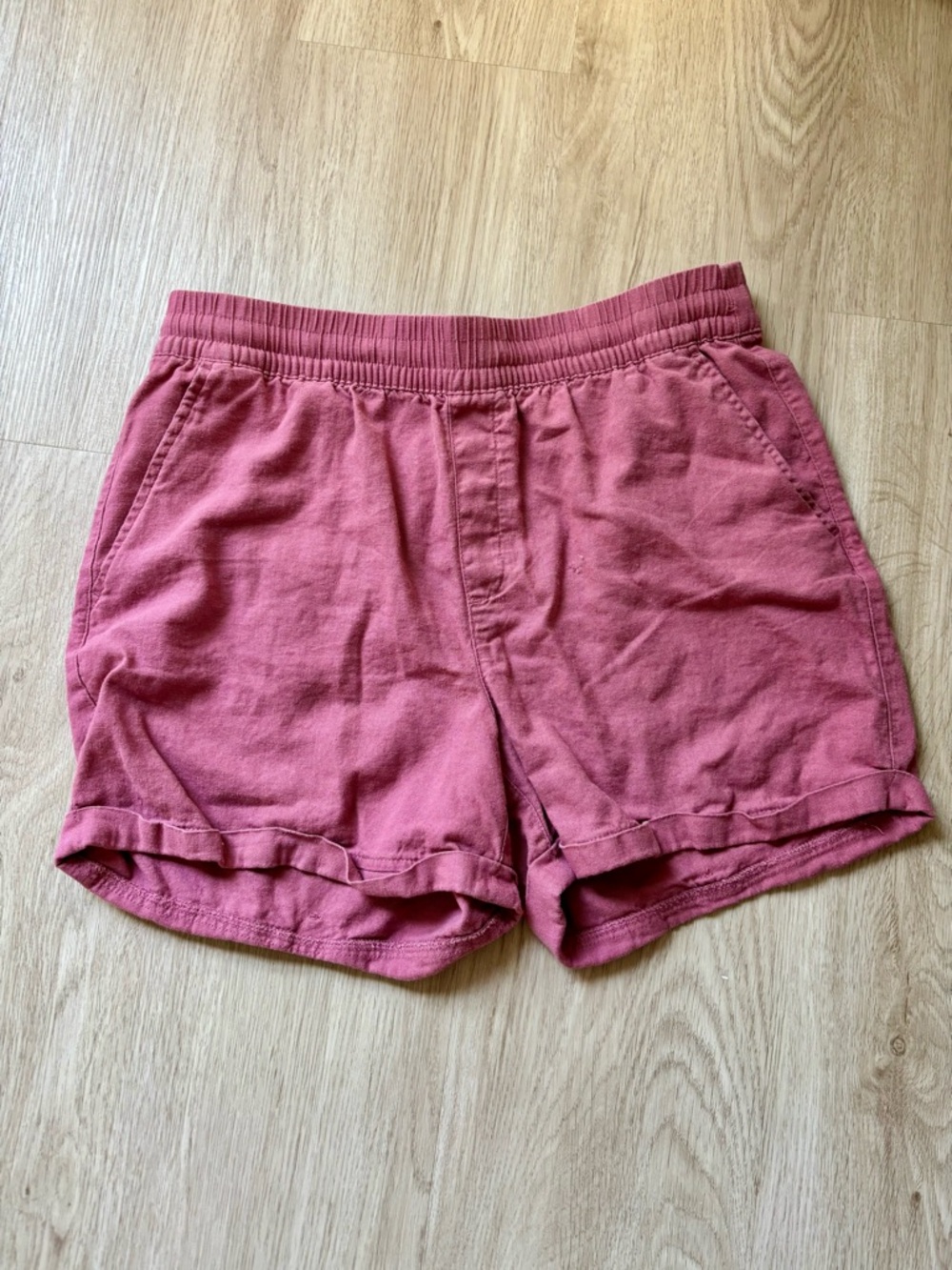 Frank & Oak High-Waist Cotton Shorts in Dusty Rose